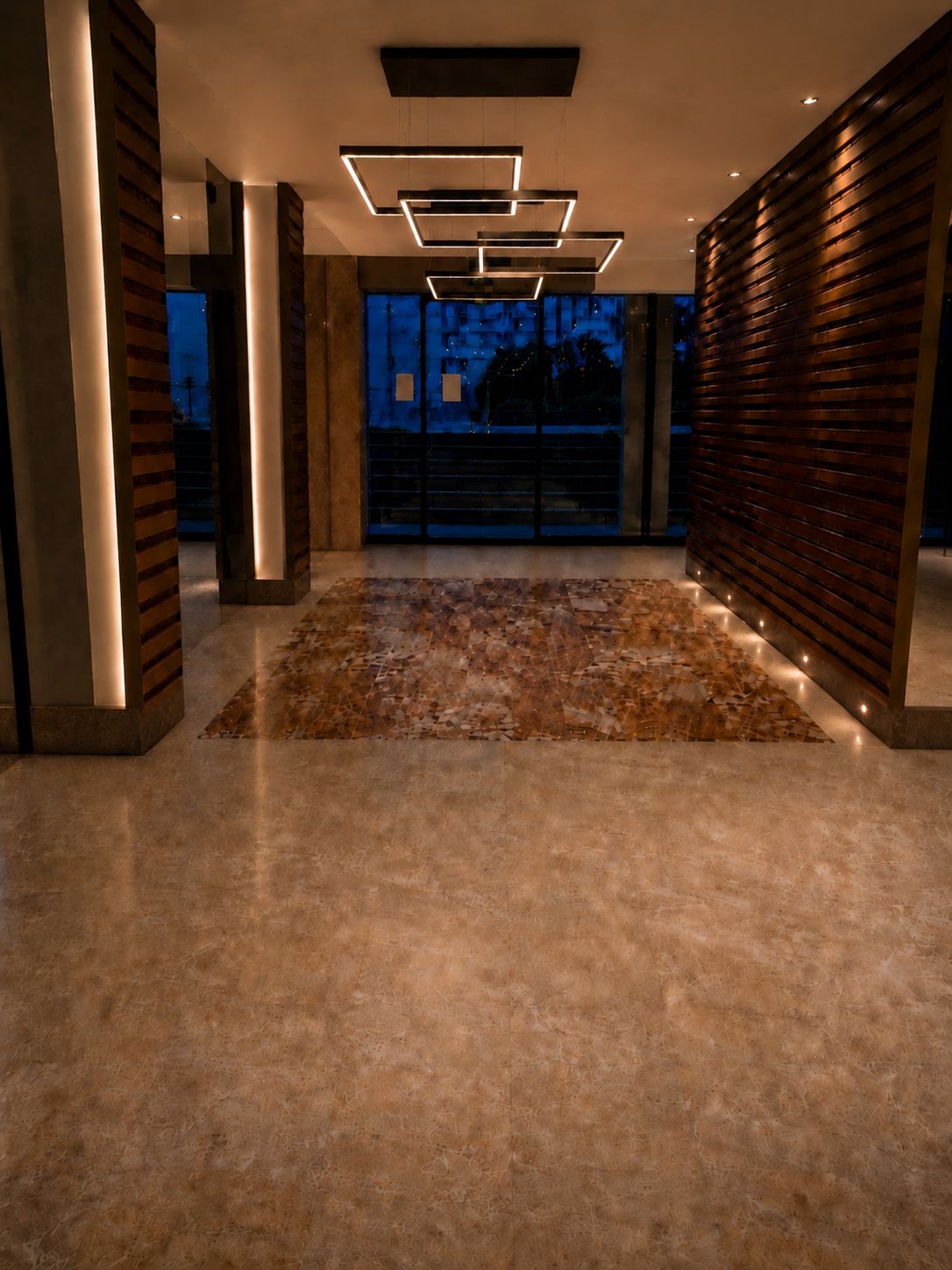 Hall marbre après rénovation
